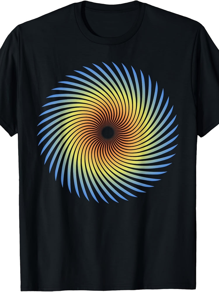 Men'S And Women'S T-Shirt, Psychedelic Spiral Optical Illusion Design, Summer Casual Wear