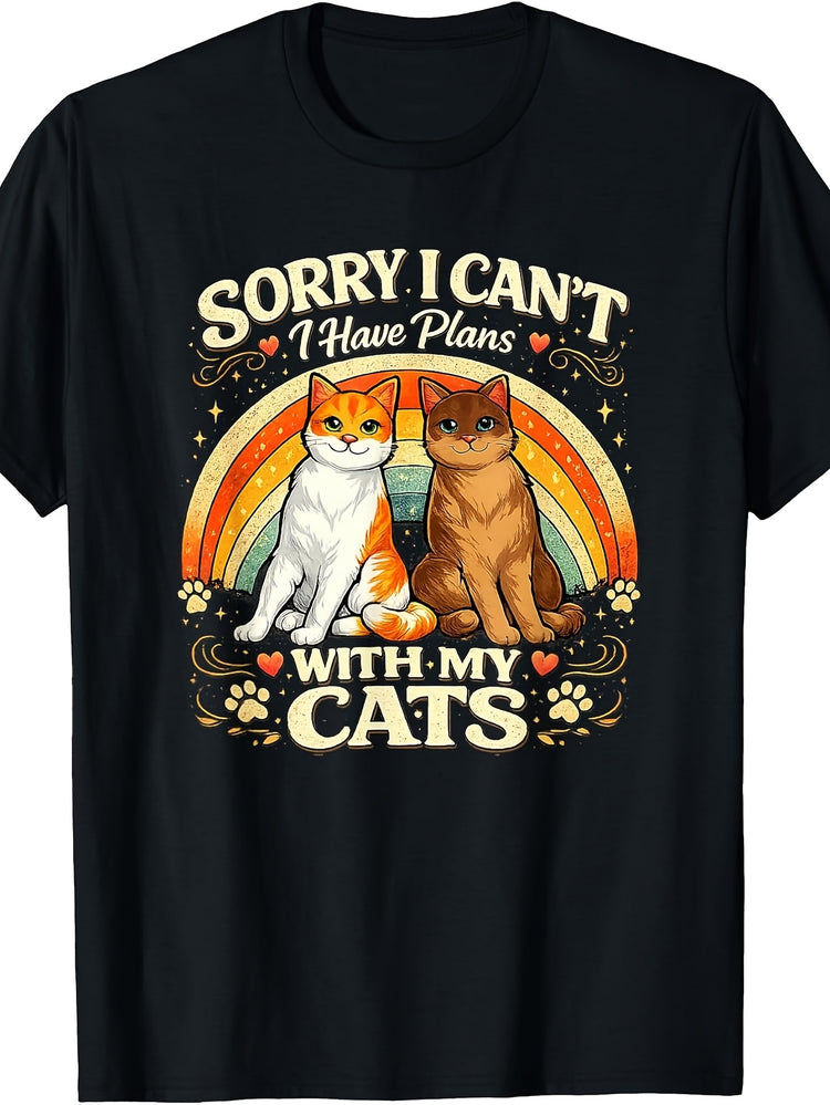 Cute Cat Mom Couple Lover Saying Design for Women Men T-Shirt