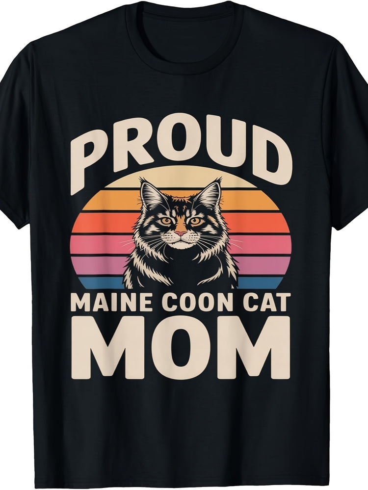 Proud Maine Coon Cat Mom Retro T-Shirt